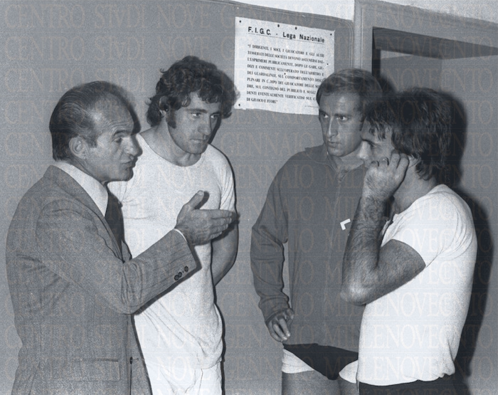 Mario Facco con Sandro Ciotti Giorgio Chinaglia e Pino Wilson